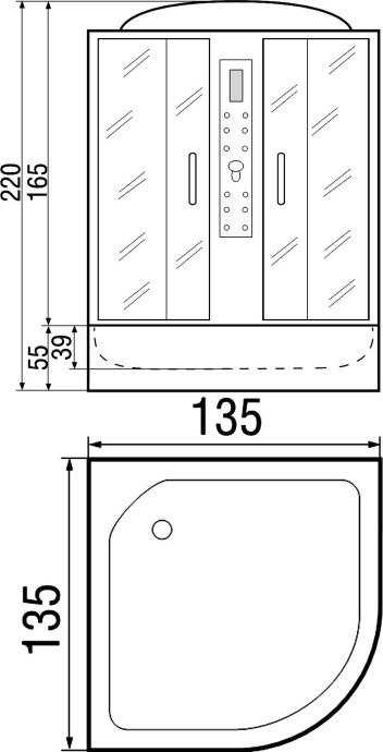 Душевая кабина с поддоном River Temza 135/135/55 МТ  10000000802 - 2