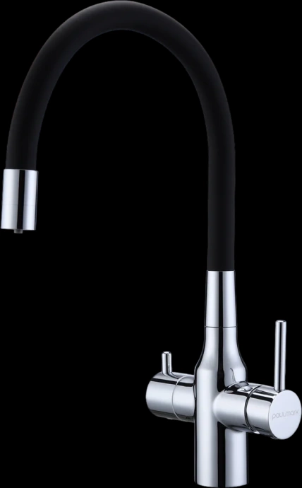 Смеситель для кухни Paulmark Salix с гибким изливом хром - черный матовый Sa213419-CR - 0