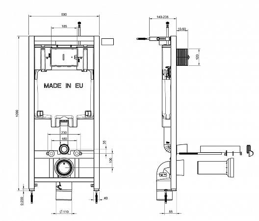 Комплект Jacob Delafon Struktura E21741RU-00 кнопка хром - 8