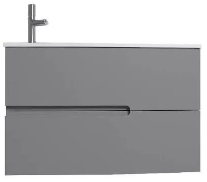 EB1888RU-442 Nona Мебель с интегрированными ручками, глянцевый серый антрацит, 80 см, 2 ящика - 0