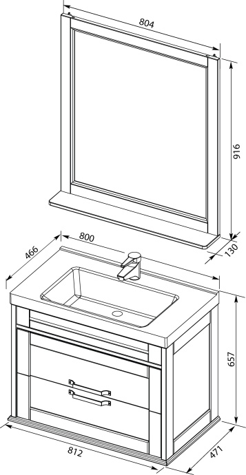 Мебель для ванной Aquanet Денвер 80 белый глянец - 20