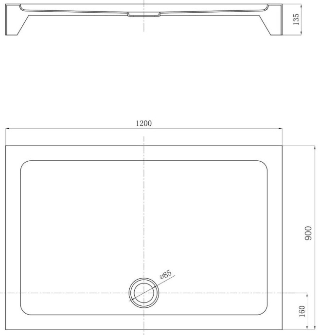 Поддон для душа Black&White Stellar Wind RS-0912H 120x90 0912H00 - 3
