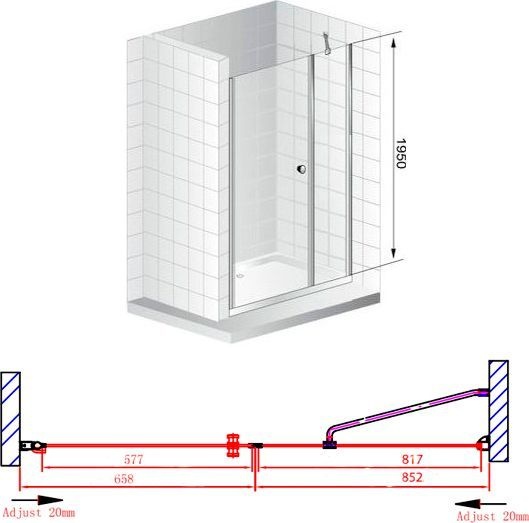 Душевая дверь Cezares Elena 160 хром стекло прозрачное ELENA-W-B-11-90+70-C-Cr - 6