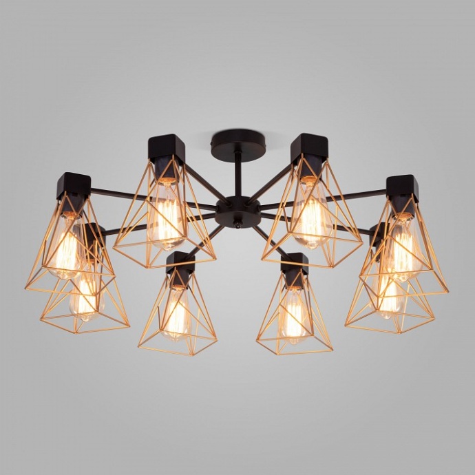 Люстра на штанге Eurosvet Trappola 70107/8 черный/латунь - 0