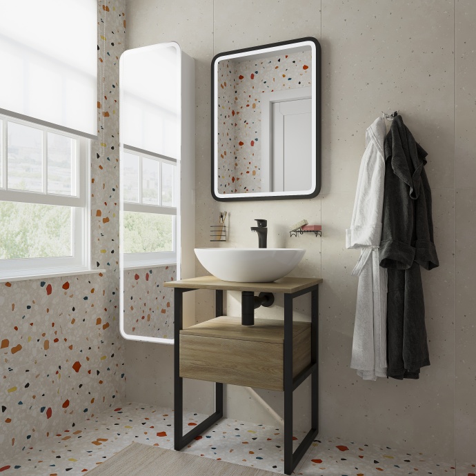 Мебель для ванной DIWO Элиста 60 светлое дерево, столешница светлое дерево с раковиной Moduo 55 Leaf 567961 - 1