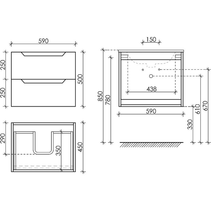 Тумба под раковину подвесная Sancos Norma 2.0 60 белая глянцевая NR2.060W - 3