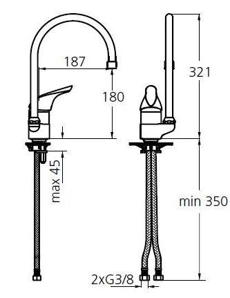 Смеситель для кухонной мойки Ideal Standard Ceraplan хром  B9000B4 - 1