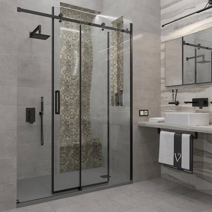Душевая дверь Veconi Vianno 130, черный  VN74B-130-01-C4 - 0