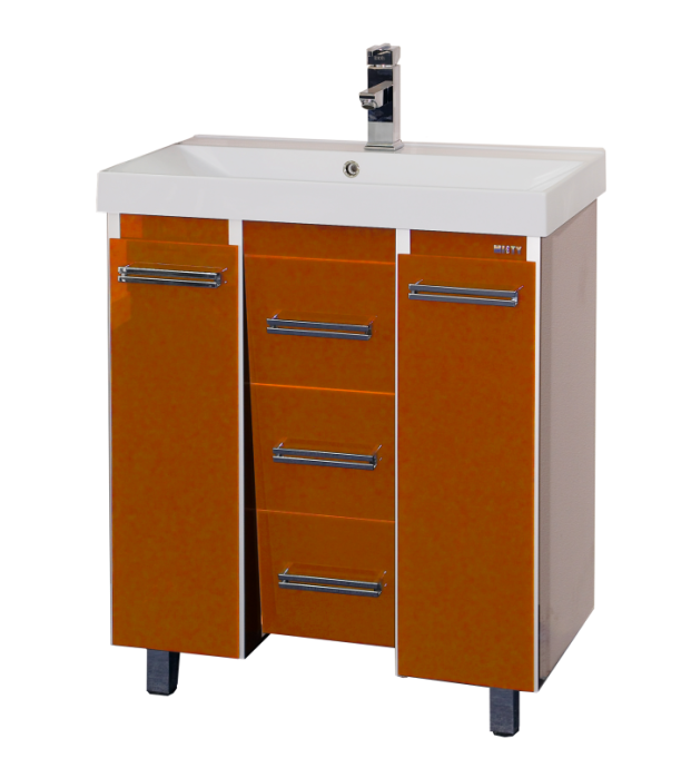 Джулия QVATRO - 75 Тумба с 3 ящ. конус оранжевая Л-Джк01075-1310Ко3 - 0