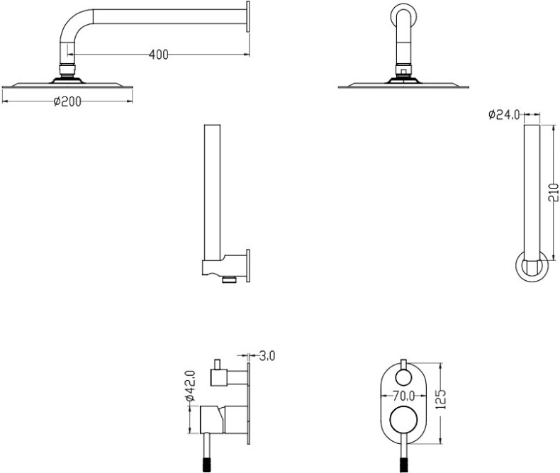 Душевой комплект Boheme Uno 464-G, золото - 1