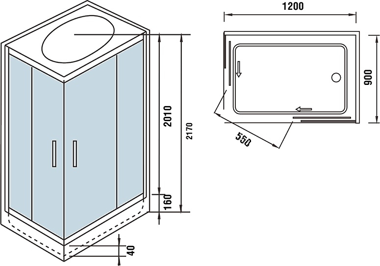 Душевая кабина Weltwasser WW500 LAINE 1202 120х90 хром  10000003271 - 9