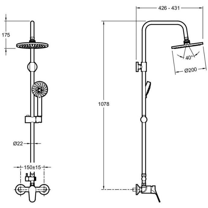 Душевая стойка Jacob Delafon Brive E24329-CP - 1