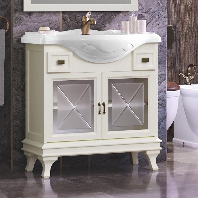 Тумба с раковиной Opadiris Борджи 85 слоновая кость - 0