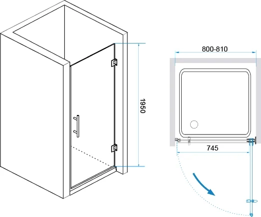 Душевая дверь RGW Hotel HO-011B 80х195 профиль черный стекло прозрачное 350601108-14 - 2