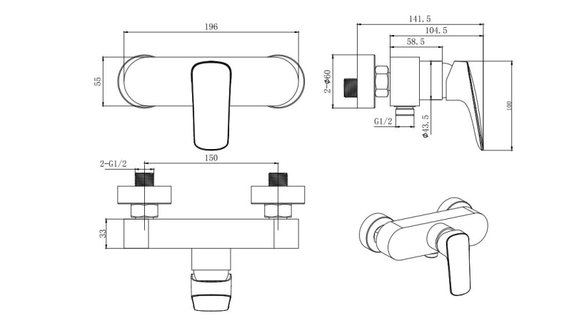 Смеситель для душа AQUATEK ВЕГА AQ1060CR - 1