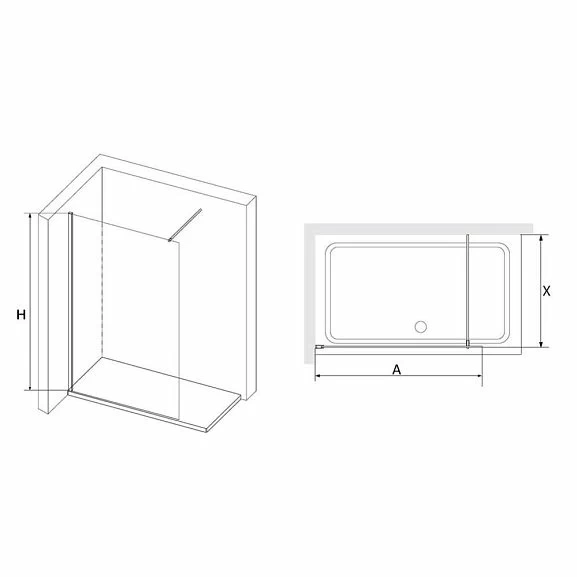 Душевая перегородка RGW Walk in 60х195 черная стекло прозрачное 351011006-14 - 3