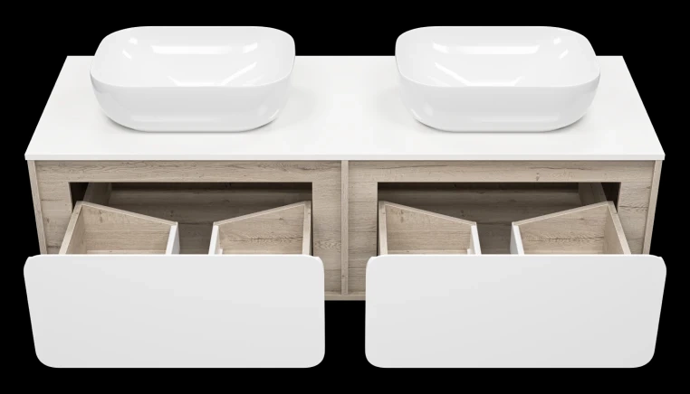 Тумба под раковину Misty Дубль 150 светлое дерево - белая П-Дуб-09150-372Я - 1