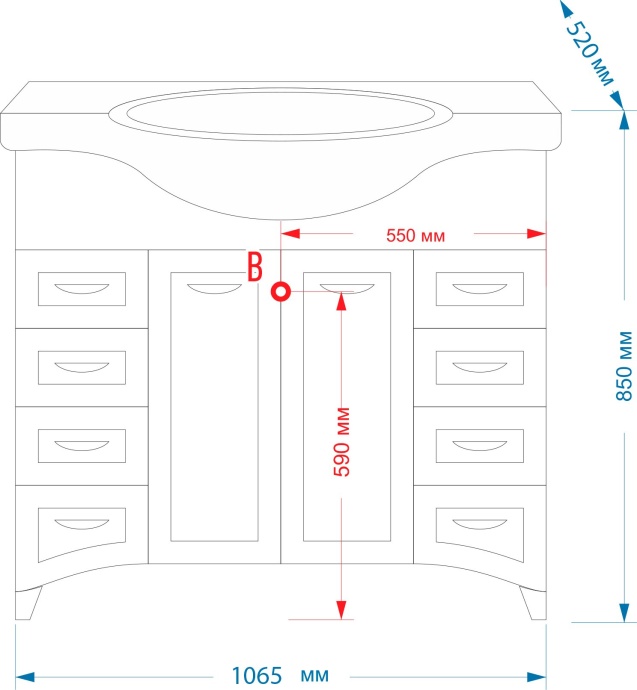 Тумба для комплекта Misty Дрея 105 6 ящиков Э-Дре01105-016Я - 4
