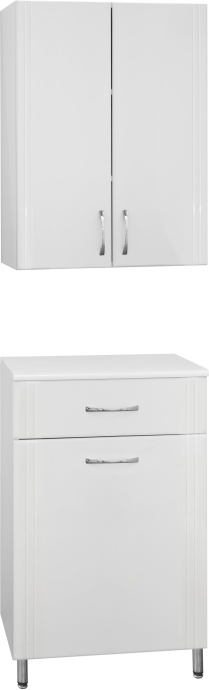 Тумба Style Line Эко Стандарт ТН 60 с бельевой корзиной, белая ЛС-00000229 - 1