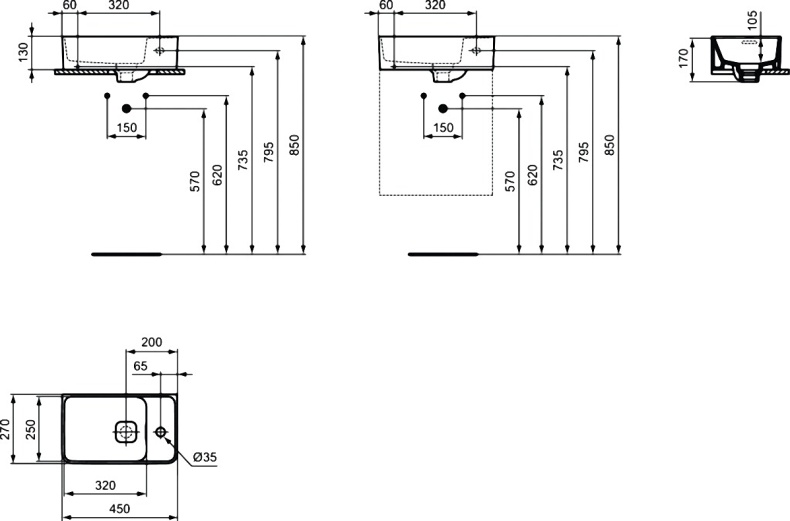 Раковина Ideal Standard Strada II R 45 белый T299401 - 7