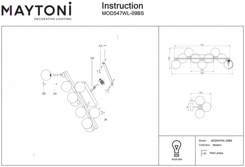 Бра Maytoni Dallas MOD547WL-09BS - 1