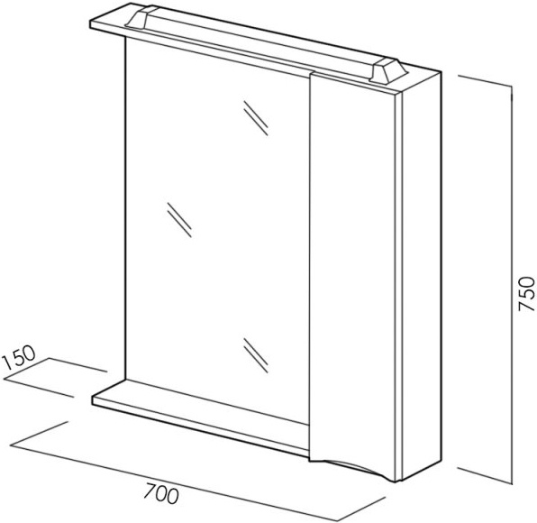 Зеркало-шкаф BelBagno Marino 70 R MARINO-SPC-700/750-1A-BL-P-R - 7