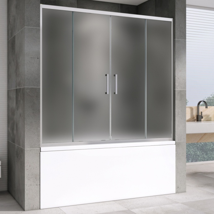 Шторка на ванну Abber Schwarzer Diamant 170х140 профиль хром стекло матовое AG57170M - 0