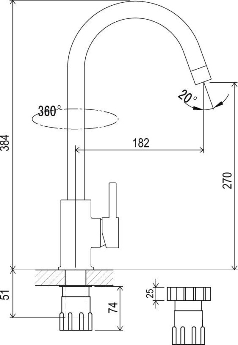 Смеситель для кухонной мойки Ravak Suzan хром  X070039 - 3