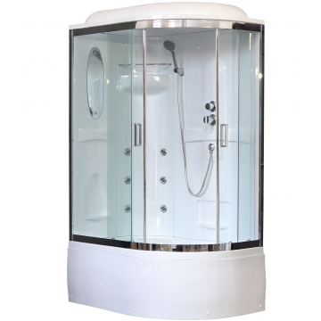 Душевая кабина Royal Bath 120х80 левая хром стекло прозрачное с гидромассажем RB8120BK2-T-CH-L-EL - 0