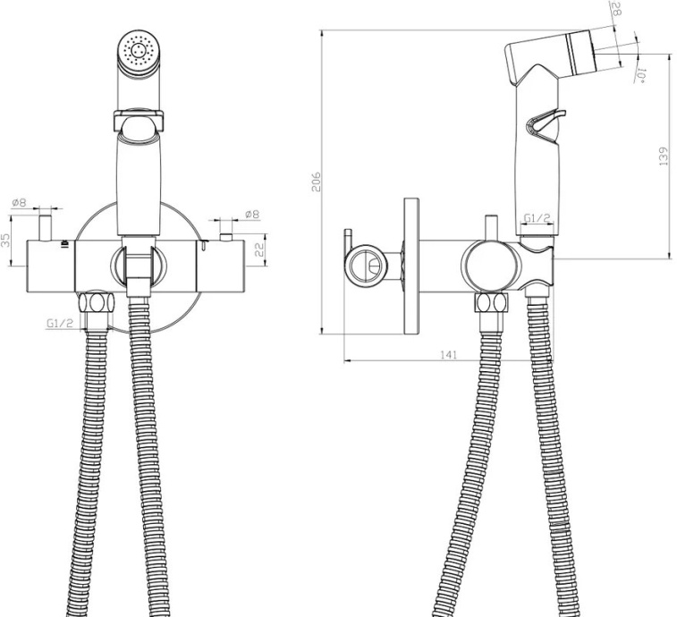 Гигиенический душ Rossinka X с термостатическим смесителем X25-58 - 1