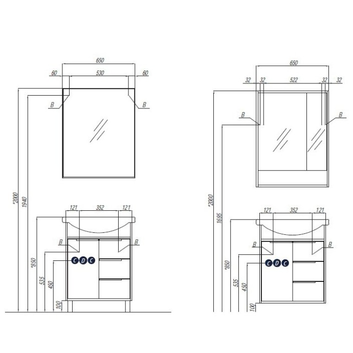Зеркало-шкаф Aquaton Рико 50 белый-светлое дерево 1A212302RIB90 - 2