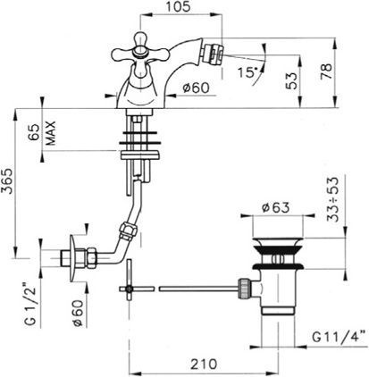 Смеситель для биде Nicolazzi Nuova Brenta бронза  2534BZ - 2