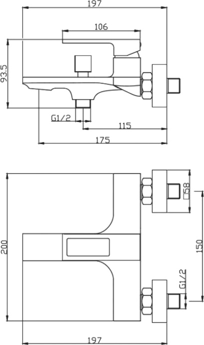 Смеситель BelBagno Luce LUC-VAS-CRM для ванны с душем - 1