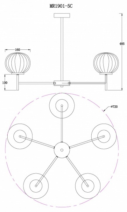 Люстра на штанге MyFar Eliza MR1901-5C - 3