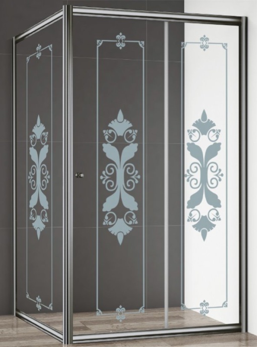 Душевой уголок Cezares Giubileo-AH-1 стекло с узором, золото GIUBILEO-AH-1-120/90-SCORREVOLE-CP-G - 2