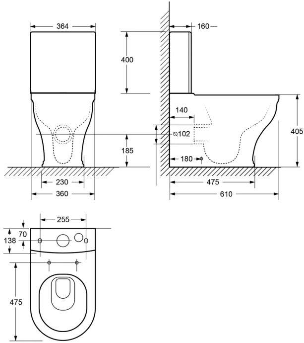 Чаша для унитаза-компакта Cezares Giubileo белый, глянцевый  CZR-165-CPR - 2