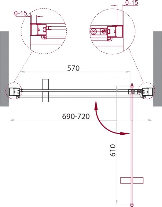 Душевая дверь BelBagno Marmi 70 хром  MARMI-B-1-70-C-Cr - 2