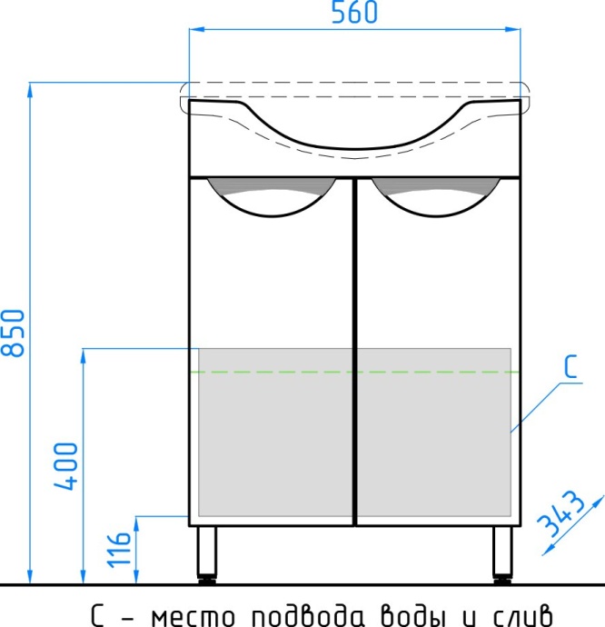 Тумба с раковиной Style Line Жасмин 60 белая - 9