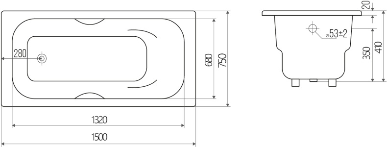 Чугунная ванна Goldman Donni 150x75 DN15075 - 4