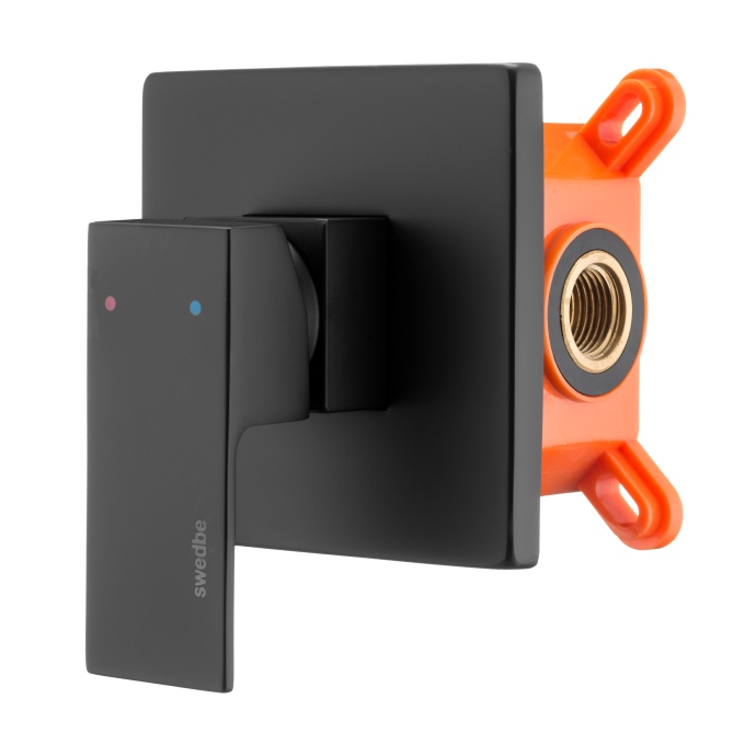 Swedbe Platta Смеситель встраиваемый подключение на 1 выход в монтажном боксе, цвет: черный 5522B - 0