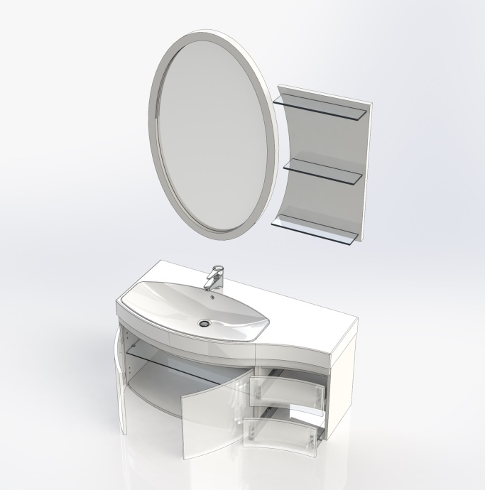 Тумба с раковиной Aquanet Опера 2-115 белая R - 8