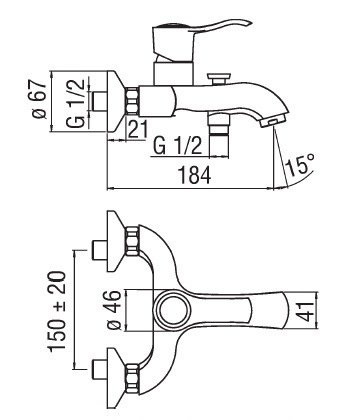 Смеситель для ванны TekNobili Sofi хром  SI98110/1CR - 1