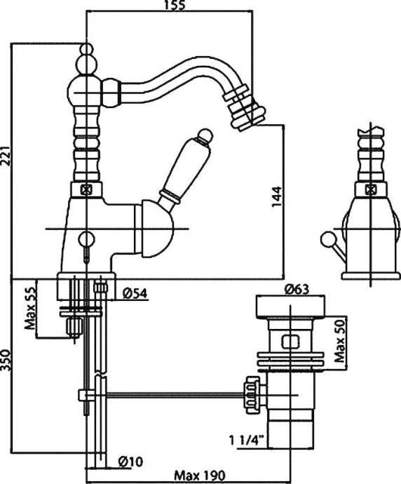 Смеситель Cezares Elite ELITE-BSM2-01-Bi для биде - 1
