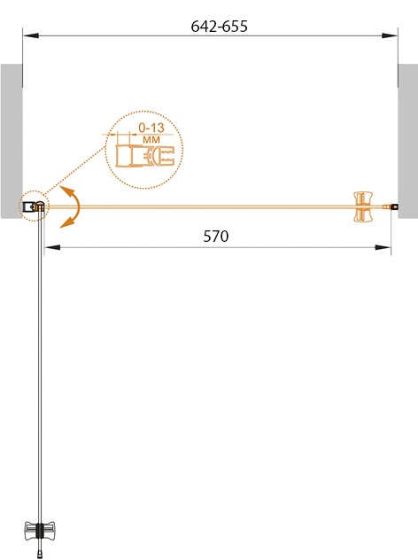 Душевая дверь в нишу Cezares Eco O B-1-65-P-Cr стекло punto ECO-O-B-1-65-P-Cr - 9