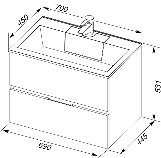 Мебельная раковина Aquanet Фортуна 70 182523 - 4