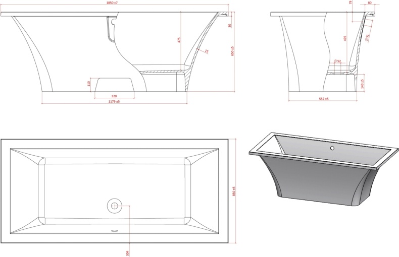 Ванна из искусственного камня Астра-Форм Лотус 185x85 100-82 - 5