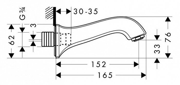 Излив Hansgrohe Metris classic 13413000 для ванны - 1