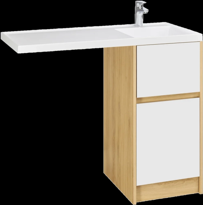 Тумба с раковиной Aquaton Лондри 40 светлое дерево-белый 1A2670K2LH0C0 - 0