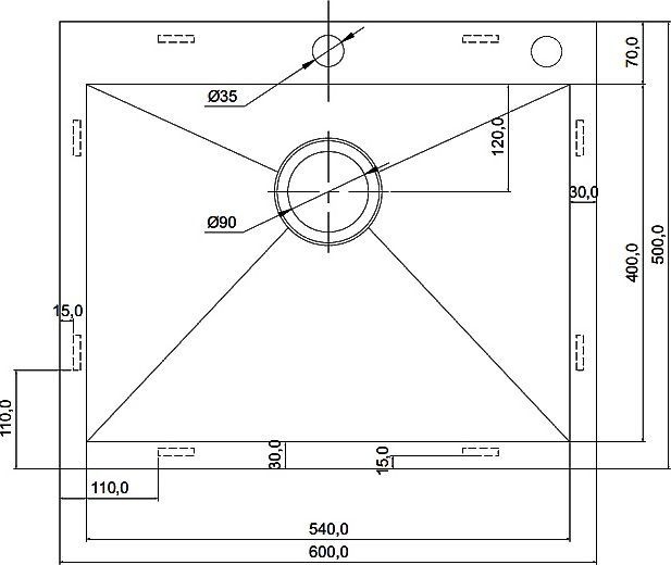 Металлическая мойка Seaman SMV-600  SMV-Z-600.B - 1