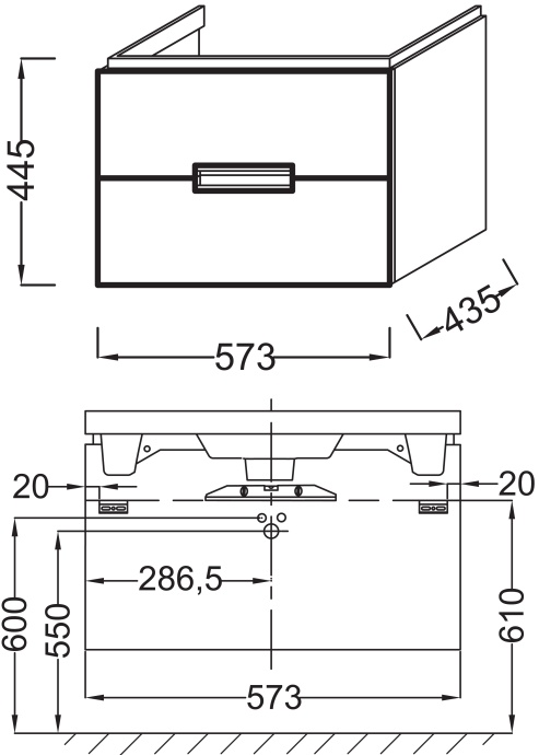 Мебель для ванной Jacob Delafon Reve 60 светло-коричневая, 2 ящика - 7